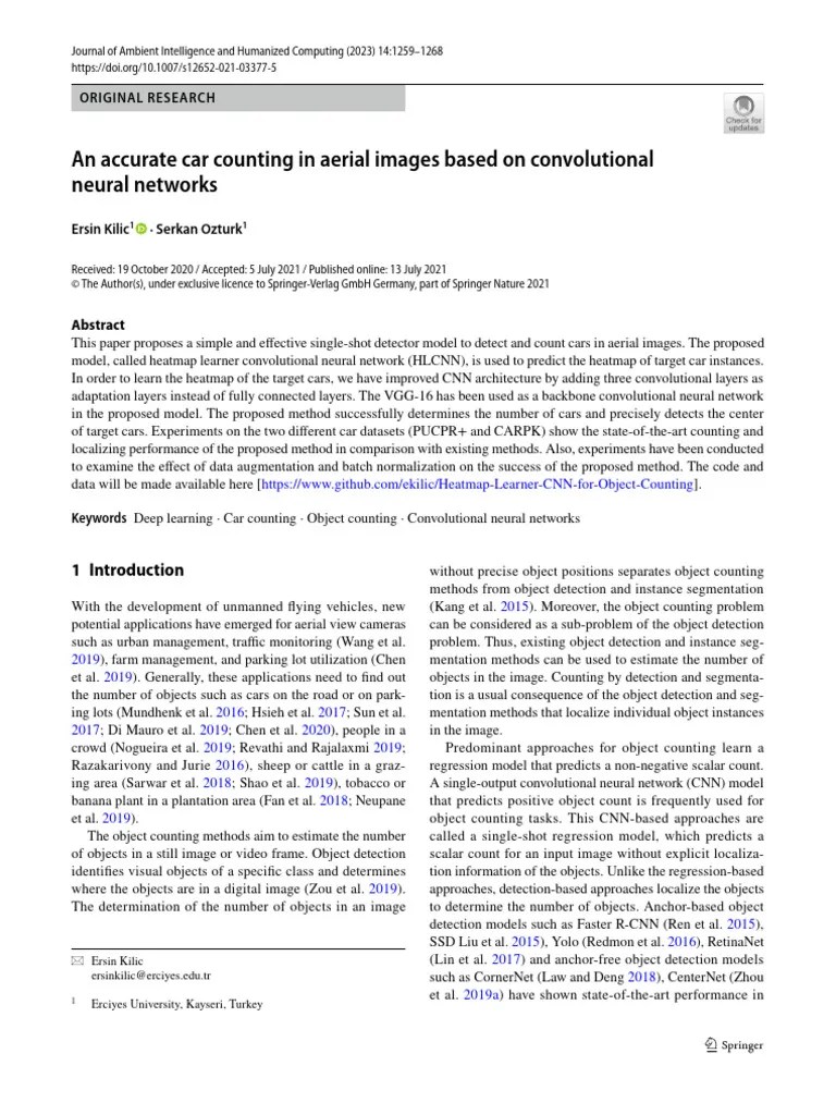 An Accurate Car Counting In Aerial Images Based On Convolutional Neural Networks 2023 | PDF ...