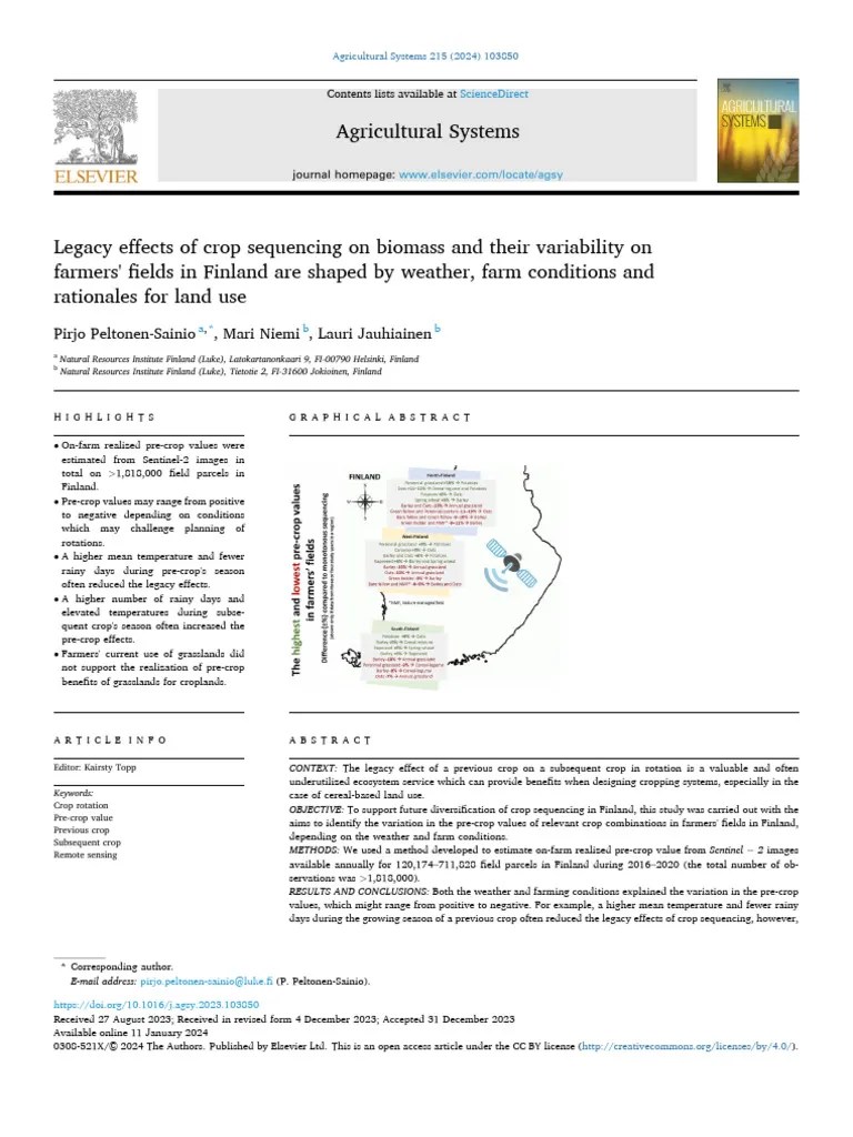 Legacy Effects Of Crop Sequencing On Biomass And Their Variabil 2024 ...