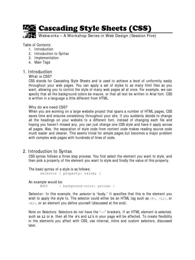 Cascading Style Sheets | PDF | Html | Html Element