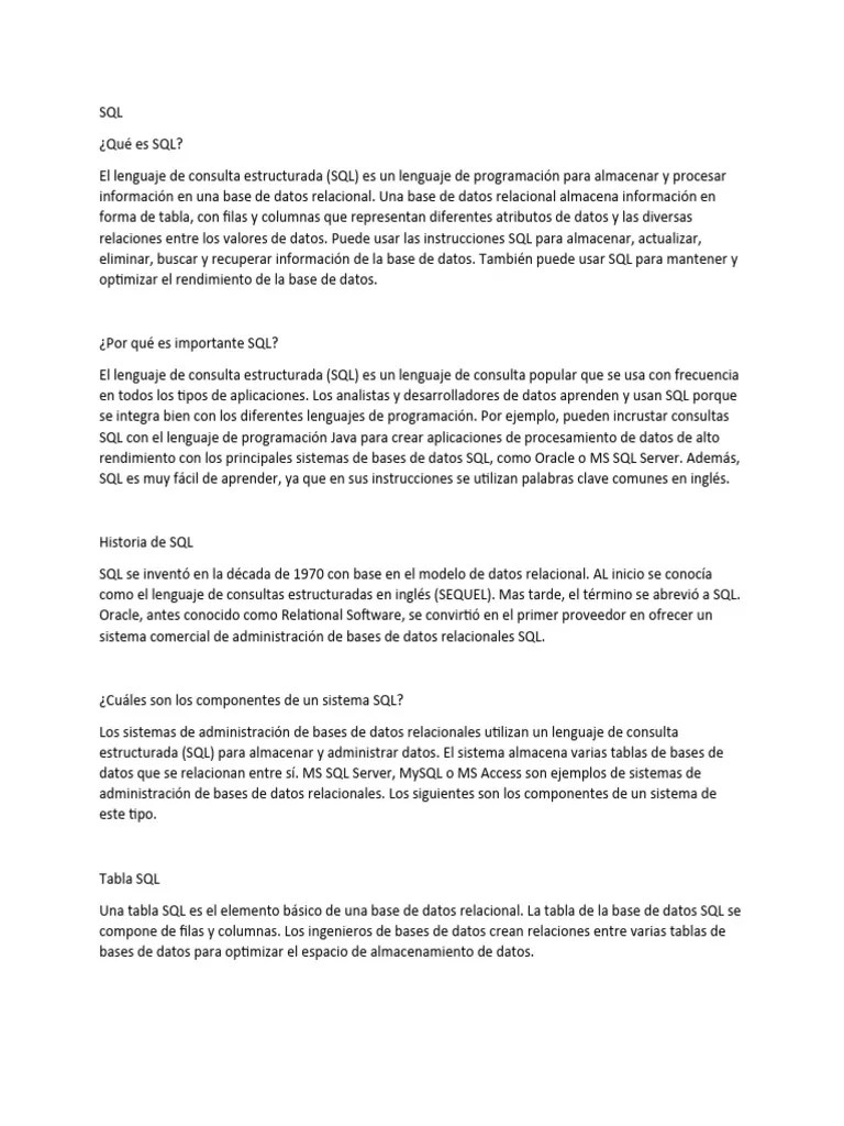 SQL | Descargar Gratis PDF | SQL | Bases De Datos