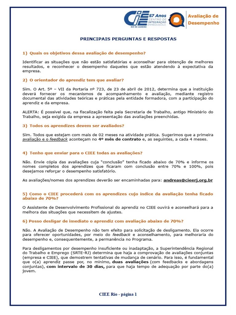 Diretrizes Avaliação De Desempenho Do Aprendiz - 2021 | PDF | Comentários | Aprendizado