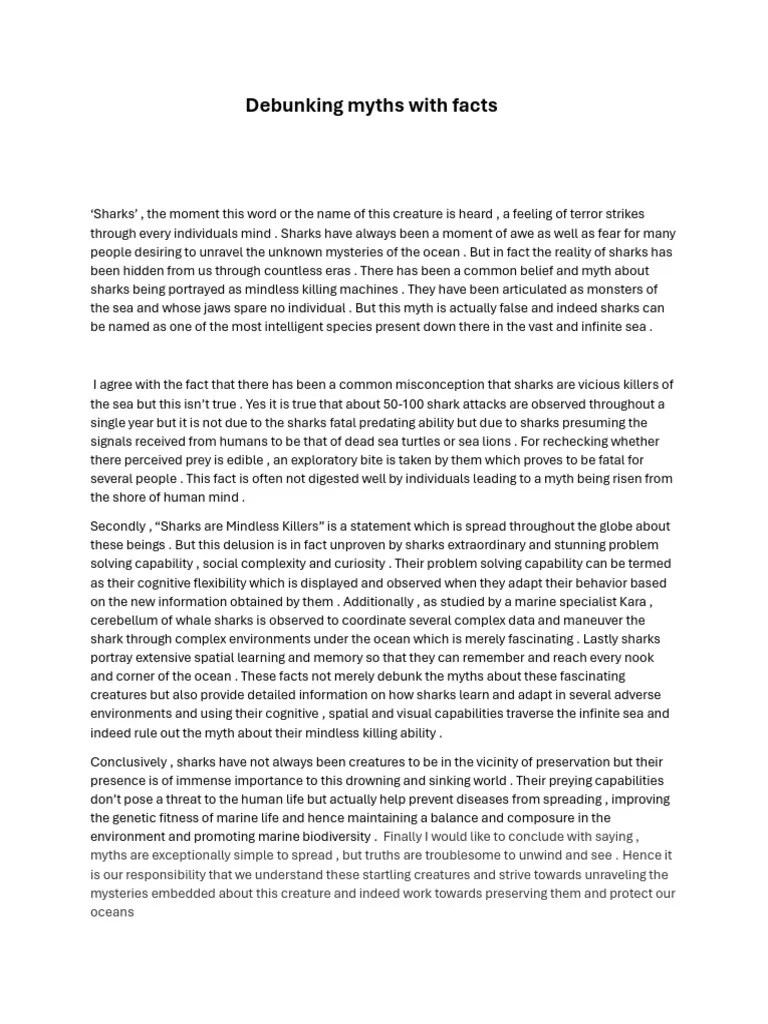 Debunking Myths With Facts - 12E | PDF | Sharks | Predation