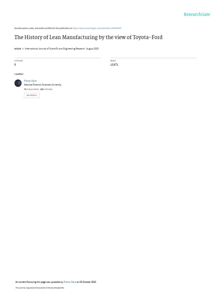 The-History-of-Lean-Manufacturing-by-the-view-of-Toyota-Ford | PDF | Lean Manufacturing | Toyota