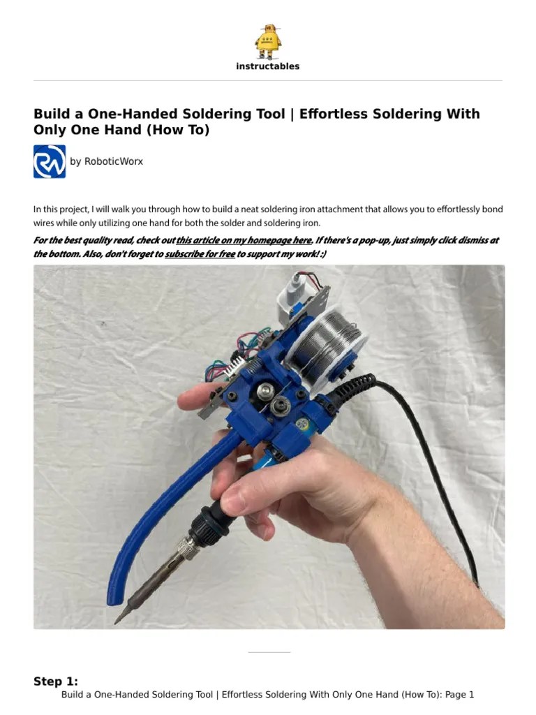 Build A One Handed Soldering Tool Effortless Solde | PDF | Printed ...
