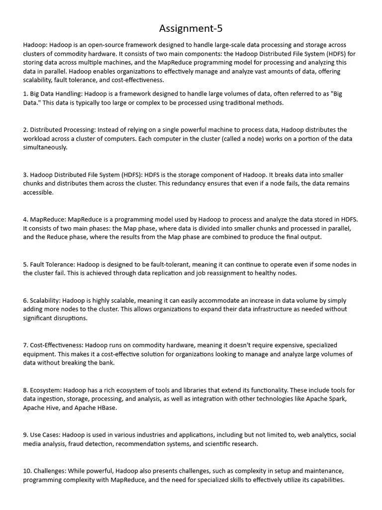 Assignment 5 (Hadoop) | PDF | Apache Hadoop | Computer Cluster