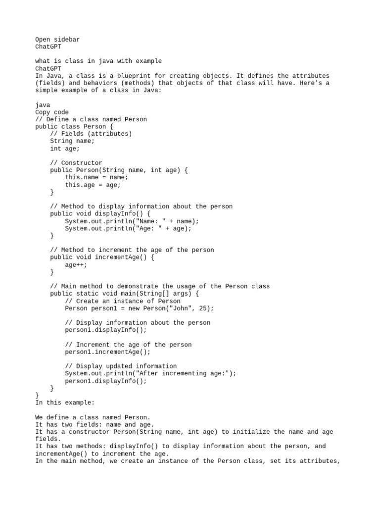 Java Classes | PDF | Method (Computer Programming) | Class (Computer ...