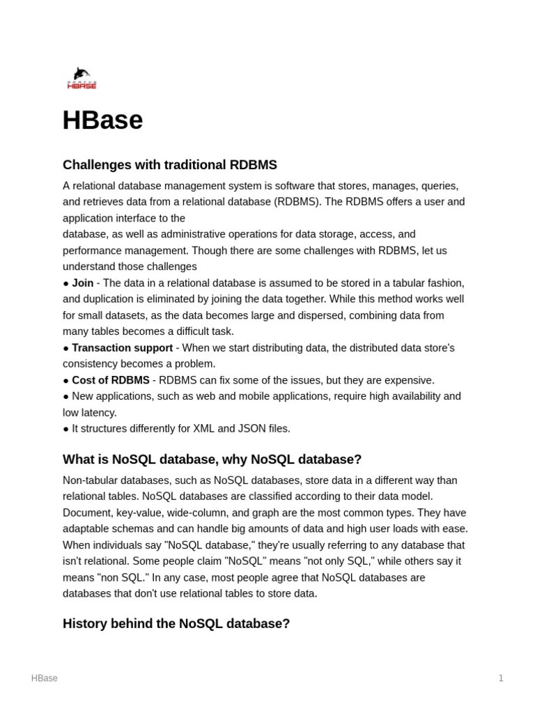HBase | PDF | No Sql | Databases