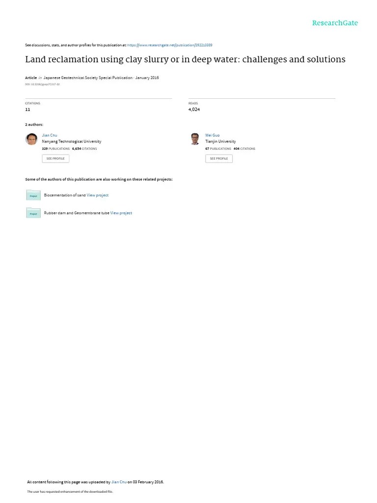 Chu & Huo-2017-Land Reclamation Using Clay Slurry Orin Deep Water ...