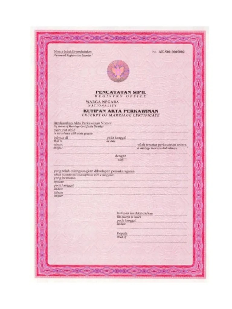 Contoh Akta Nikah | PDF