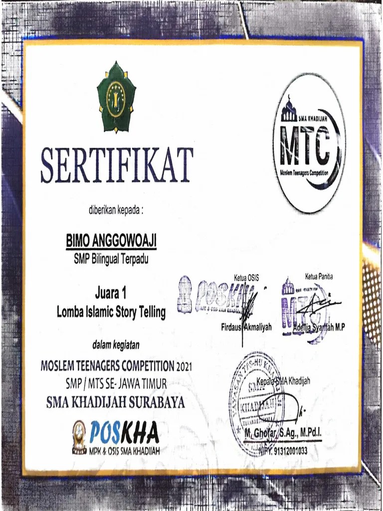 Story Telling Sma Khadijah Jatim Bimo Anggowoaji | PDF