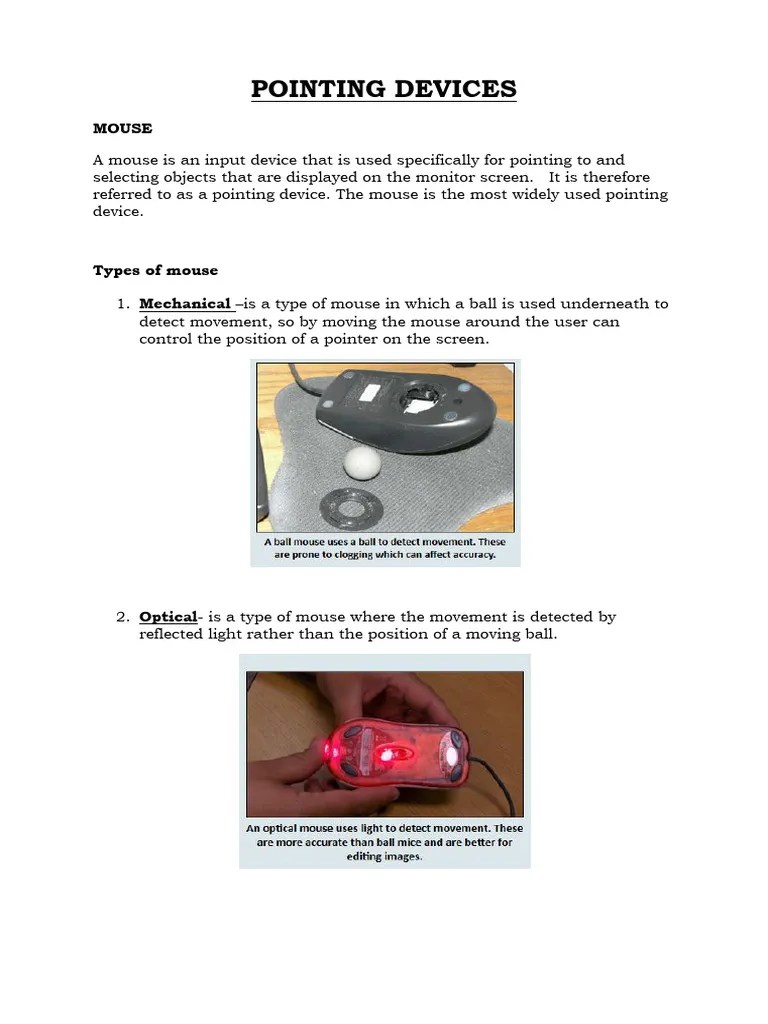 Week 10 (A) Input Devices - Pointing Devices - Mouse Tracker Ball And ...
