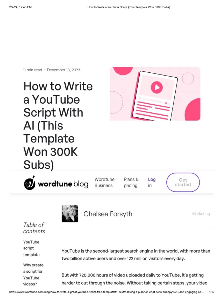 How To Write A YouTube Script (This Template Won 300K Subs) | Download ...