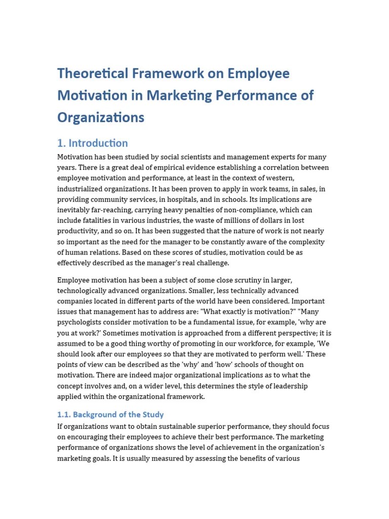 Theoretical Framework On Employee Motivation In Marketing Performance ...
