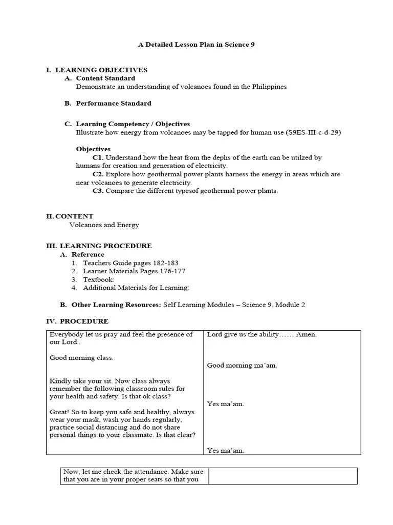 A Detailed Lesson Plan In Science 9 Edited | PDF | Power Station ...