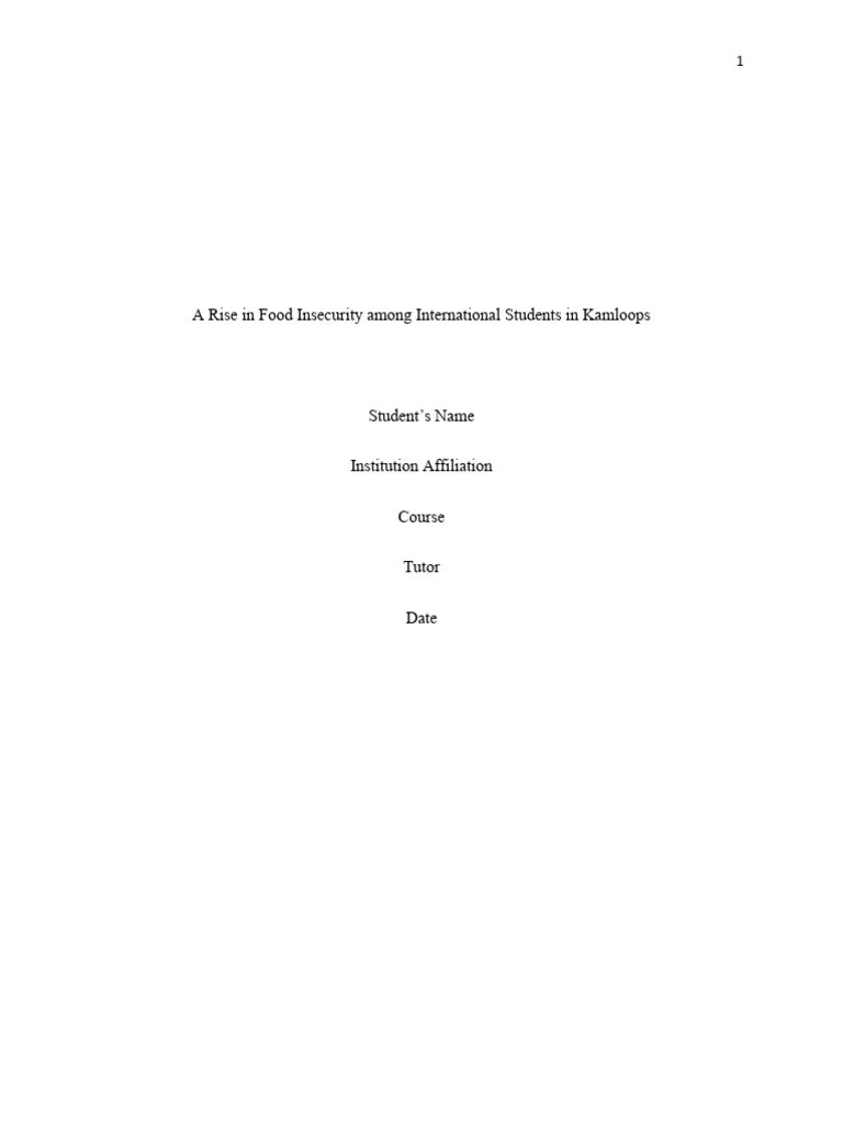 A Rise In Food Insecurity Among International Student | PDF | Cost Of ...
