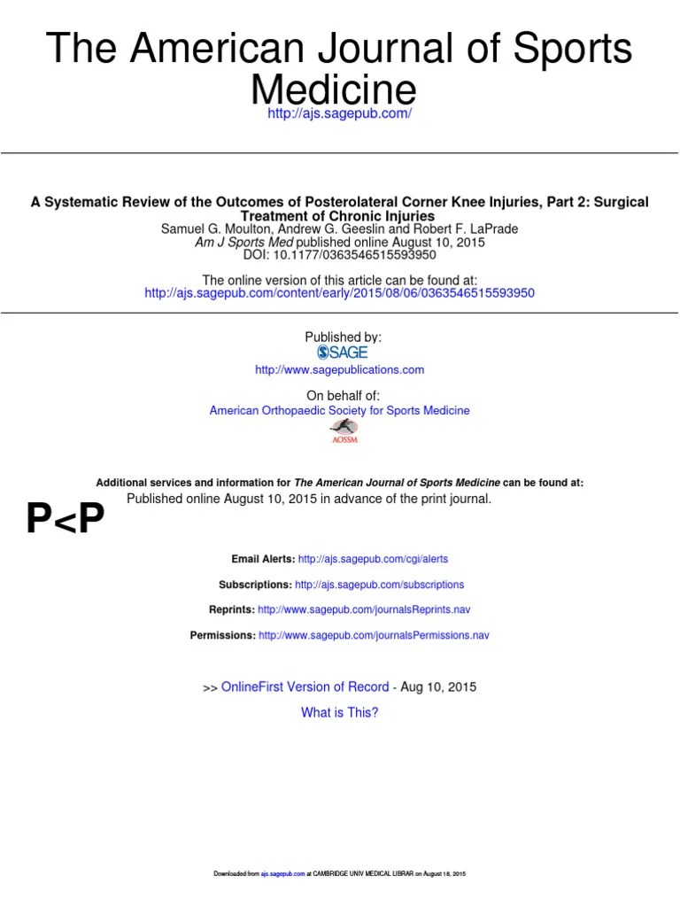 A Systematic Review Of The Outcomes Of Posterolateral Corner Knee ...