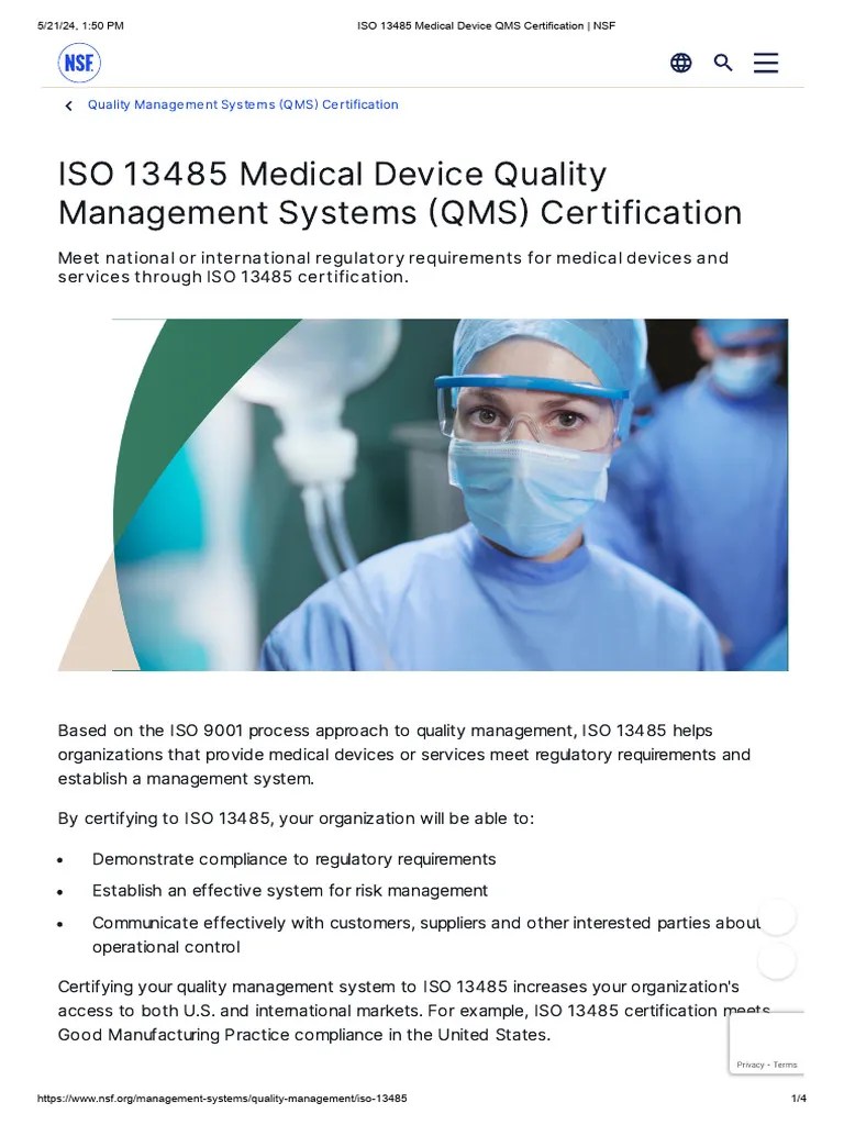 ISO 13485 Medical Device QMS Certification | PDF | Medical Device ...