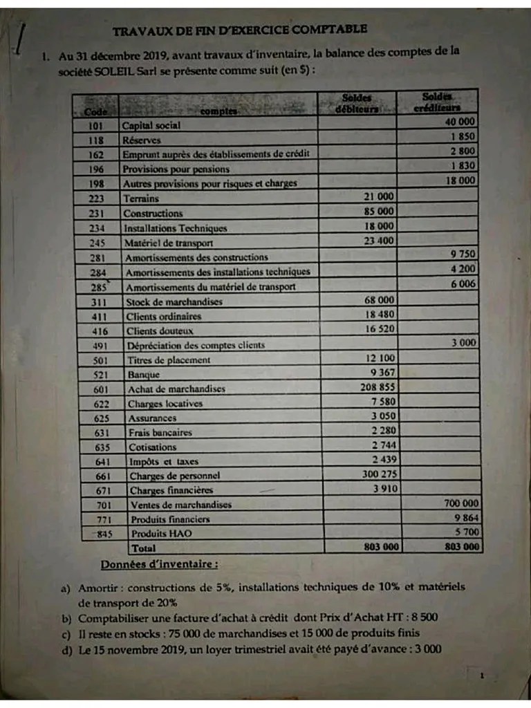 Exercice De Comptabilité Avec Le Prof | PDF