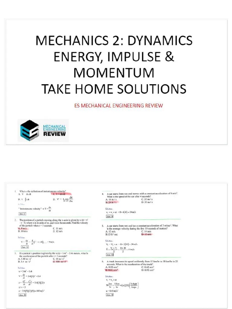 MECHANICS 2 SOLUTIONS | PDF
