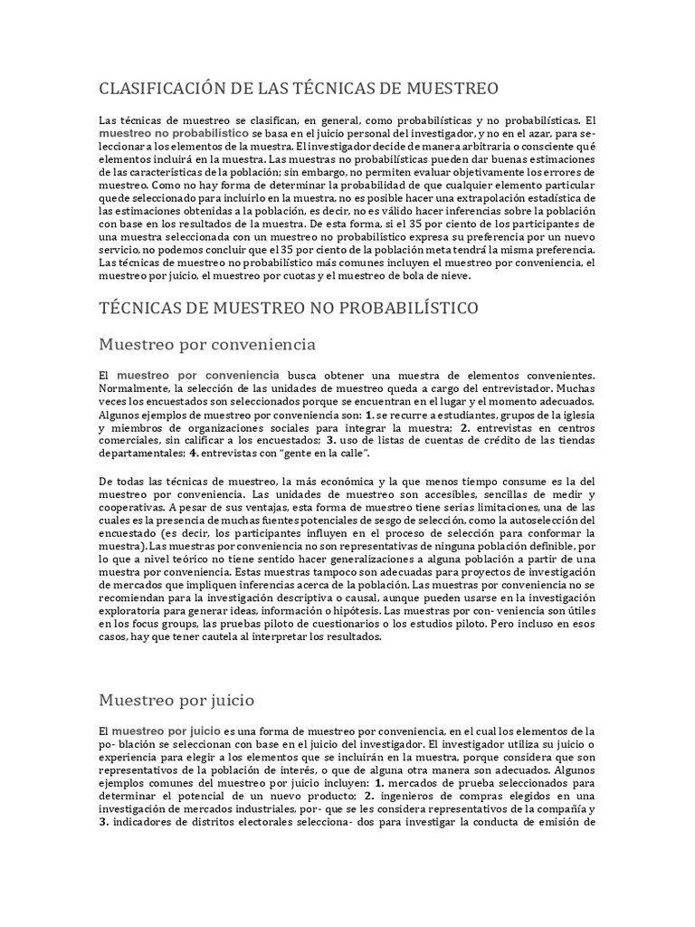 Muestreo No Probabilístico | PDF | Muestreo (Estadísticas) | Probabilidad