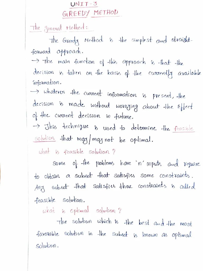 ADA - UNIT-3 - Chapter-1 - Greedy Method | PDF | Mathematics Of ...
