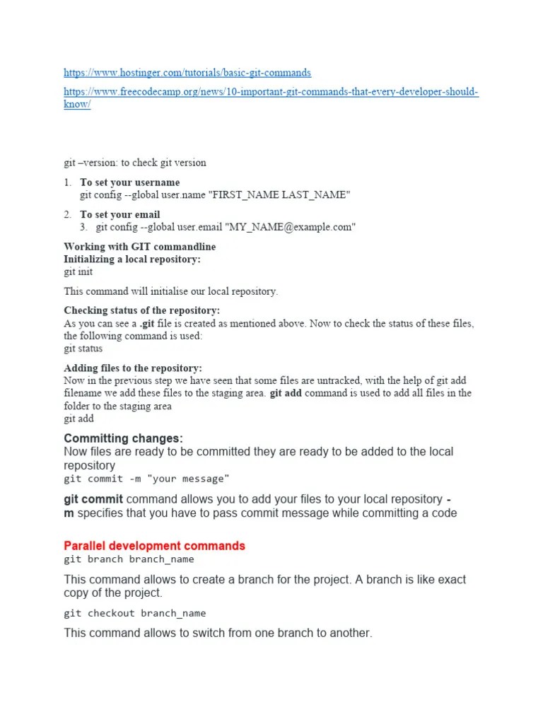 Git Basic Commands | PDF