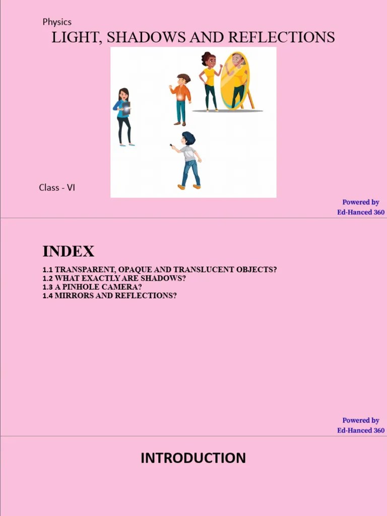 Class-6 - 01 - Light, Shadows And Reflections - Phy | PDF