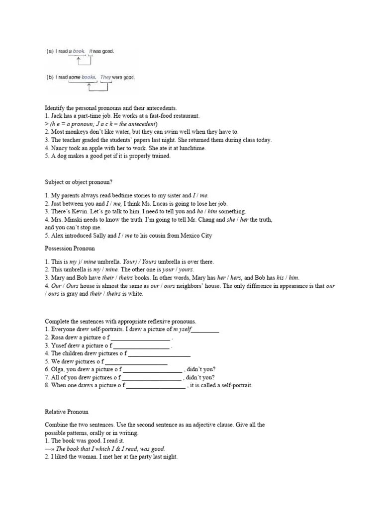 Pronouns | PDF | Pronoun | Syntax