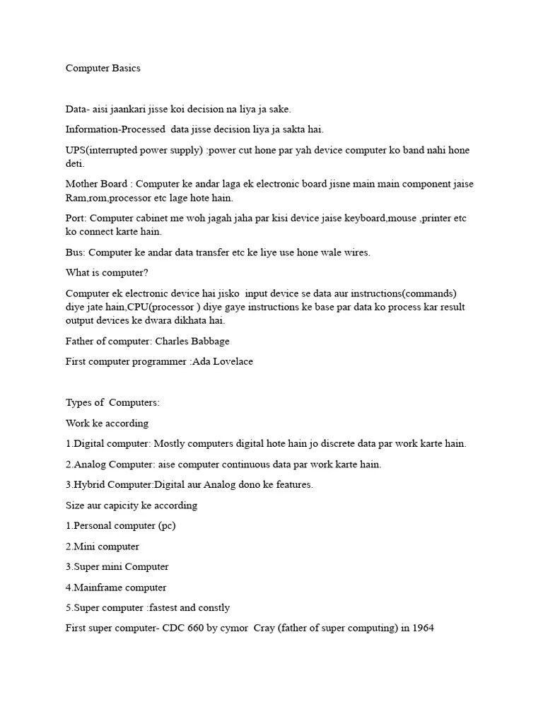 Computer Basics | PDF | Computer Data Storage | Byte