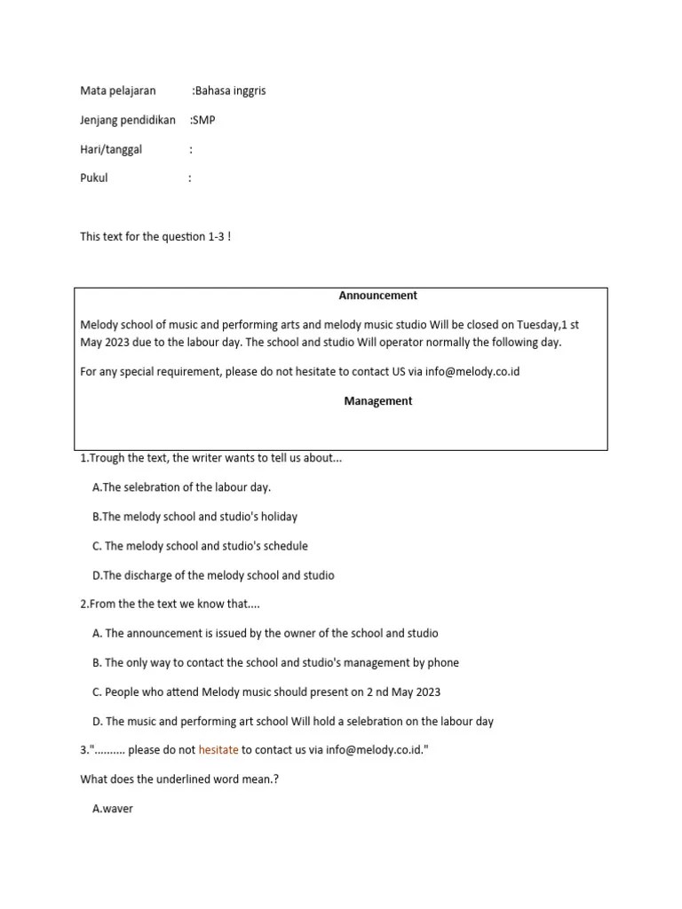 Soal Ujian Kelas 3 SMP | PDF