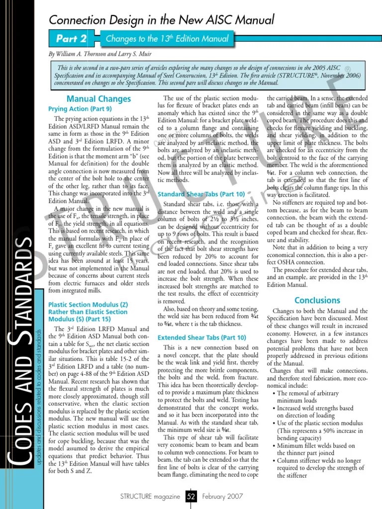 Connection Design In New AISC Manual | Download Free PDF | Buckling | Strength Of Materials