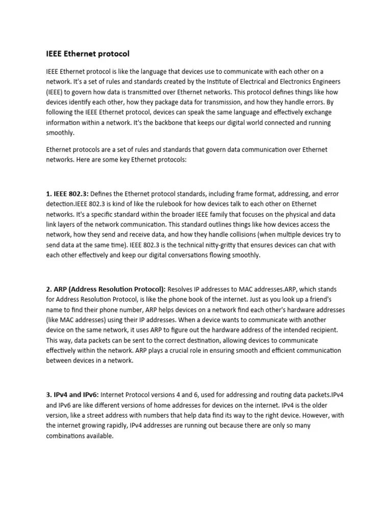 IEEE Ethernet Protocols | PDF | Computer Network | World Wide Web