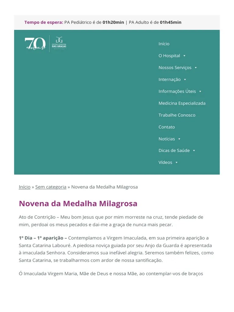 Novena Da Medalha Milagrosa | PDF | Maria, Mãe De Jesus | Crença E ...