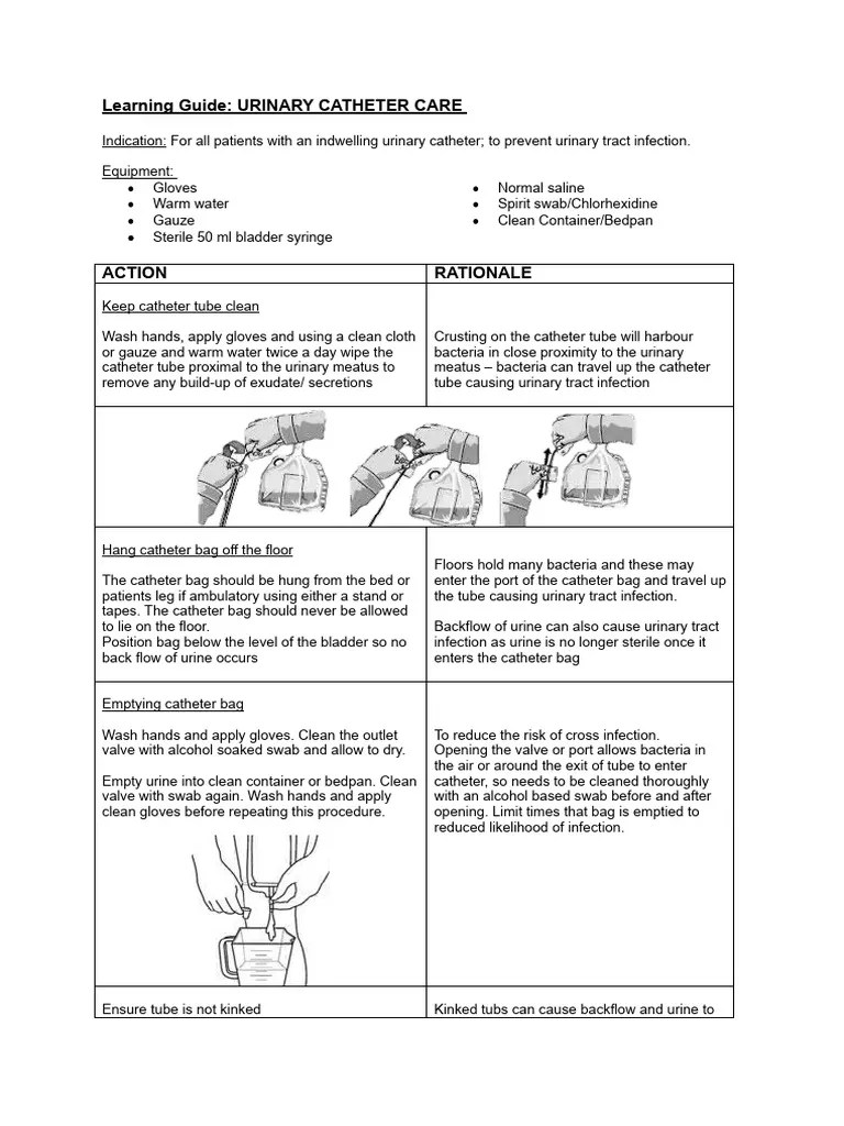 Urinary Catheter Care 2p | PDF | Urology | Clinical Medicine