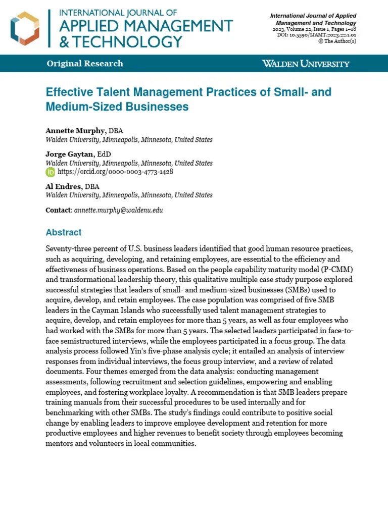 Effective Talent Management Practices Of Small And Medium-Size ...