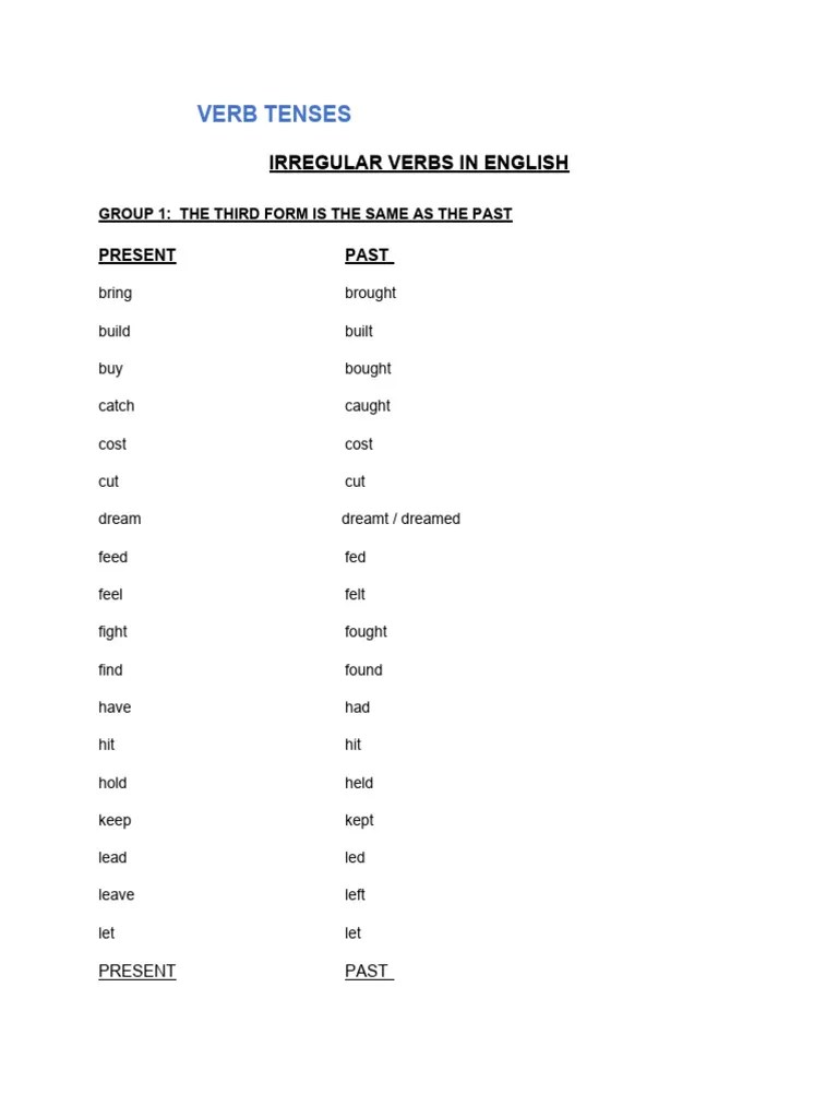 Verb Tenses | Download Free PDF | English Language | Verb