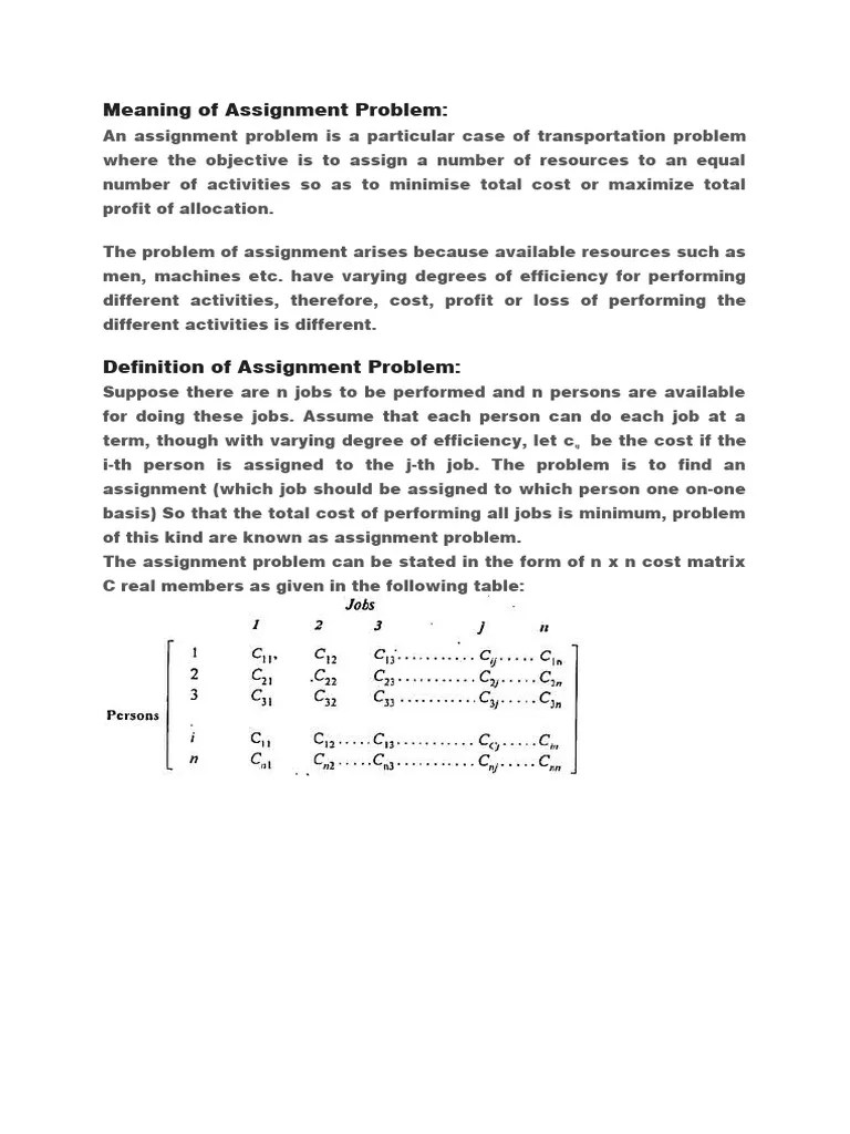 Assignment Problem - Hungarian Method | PDF | Linear Algebra ...