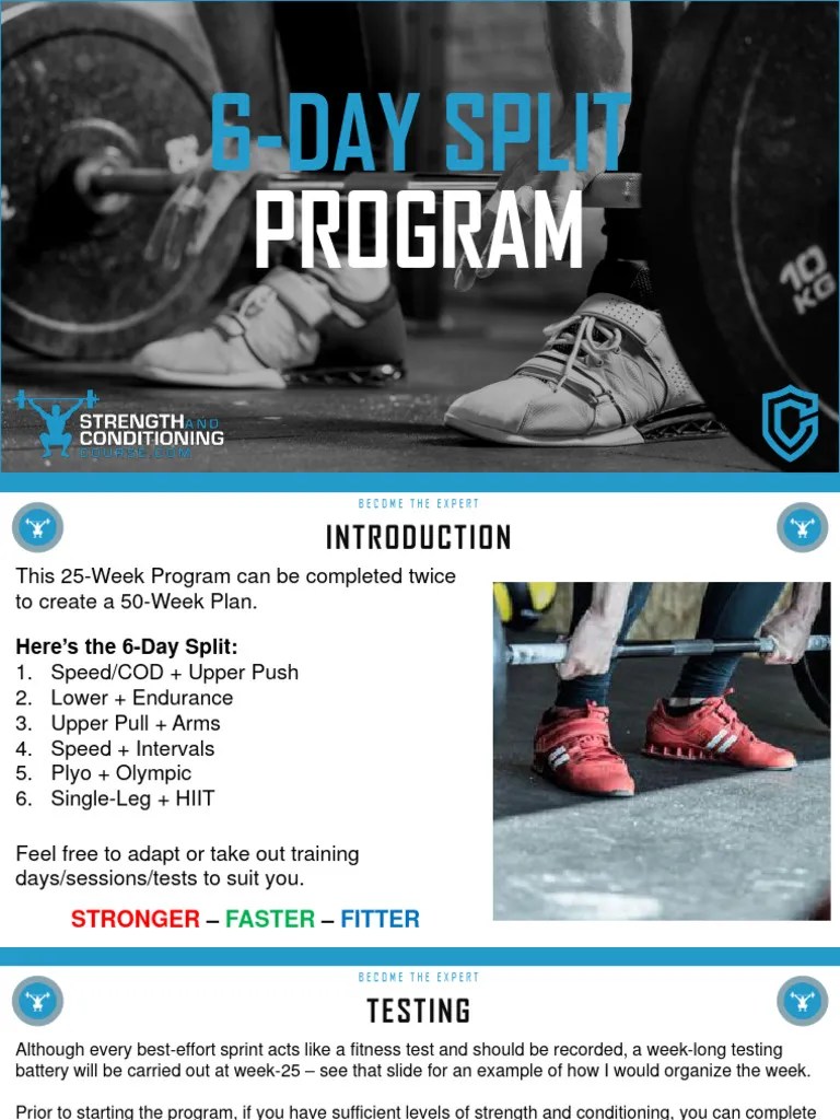6-Day Split Program | PDF | High Intensity Interval Training | Strength Training