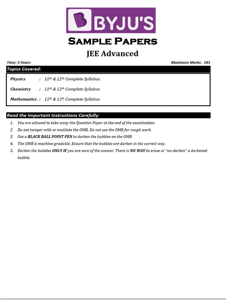 JEE Advanced Sample Paper Part II 5 | PDF | Waves | Electronvolt