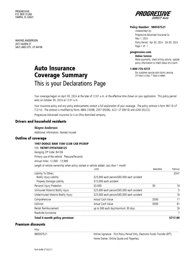 Declarations Page | PDF | Insurance | Financial Services