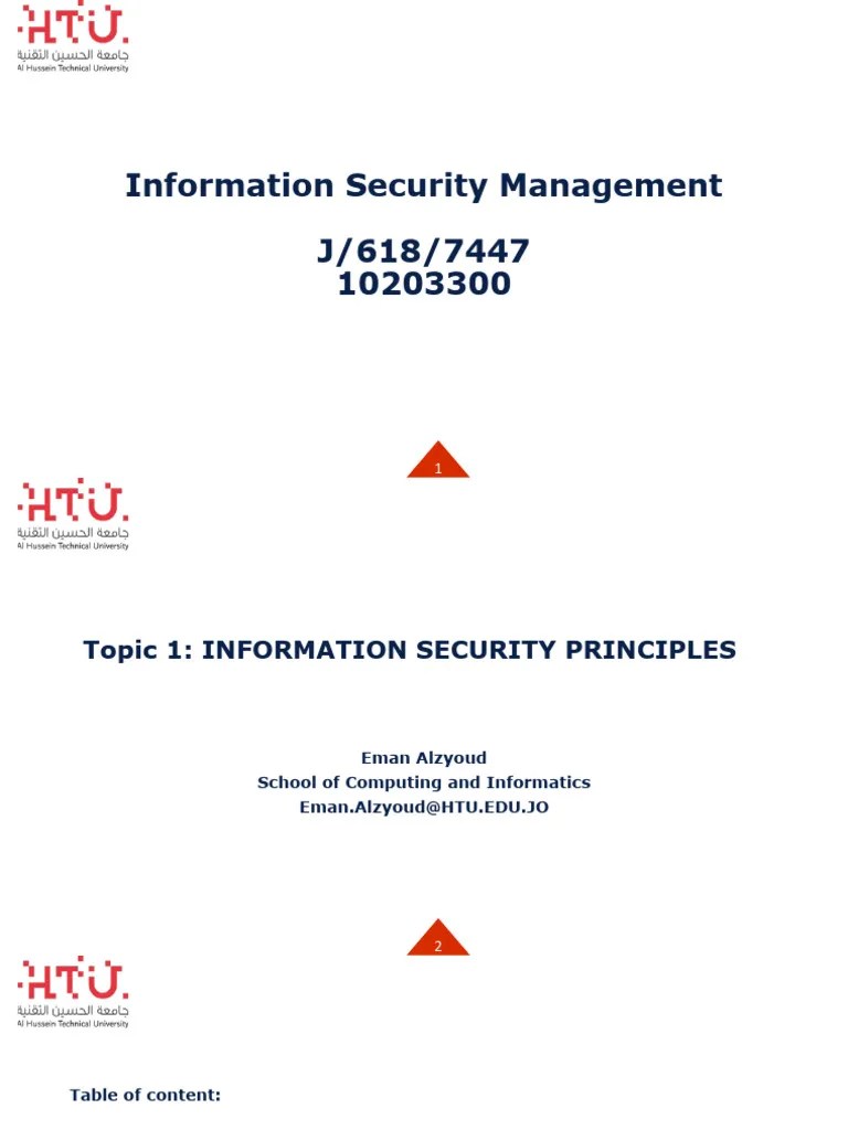 Topic 1 - Information Security Principles | Download Free PDF | Information Security | Security