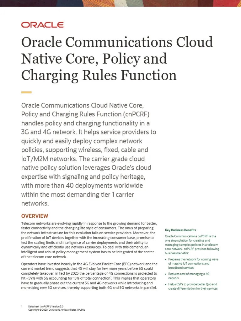 Oracle Communications Cloud Native Core, Policy And Charging Rules Function | PDF | Cloud ...