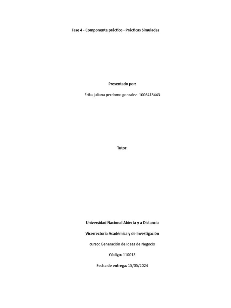 Fase 4 - Componente Práctico - Prácticas Simuladas | PDF