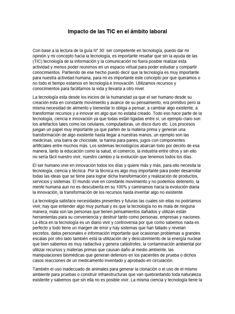 Actividad Impacto De Las TIC En El Ámbito Laboral | PDF | Tecnología De ...