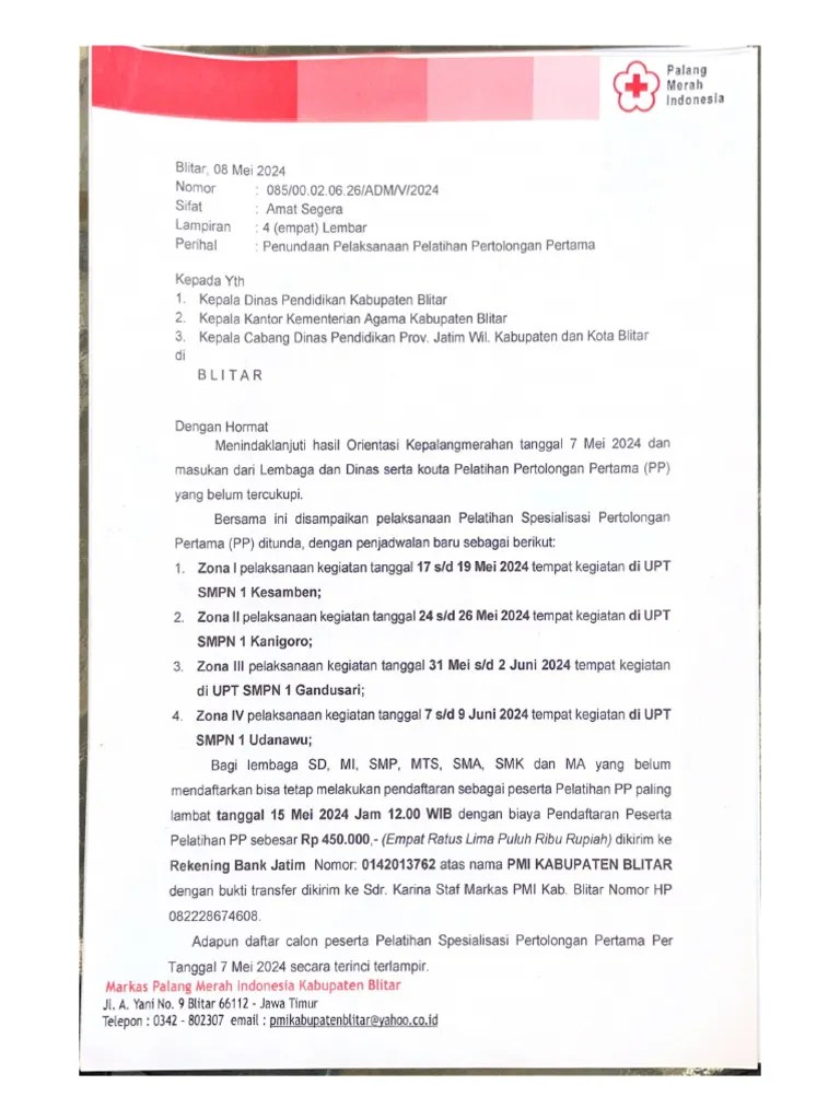 Surat Penundaan Pelatihan PP | PDF