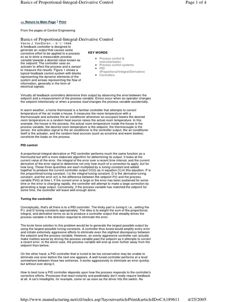 Basics Of PID Control | PDF | Production And Manufacturing ...
