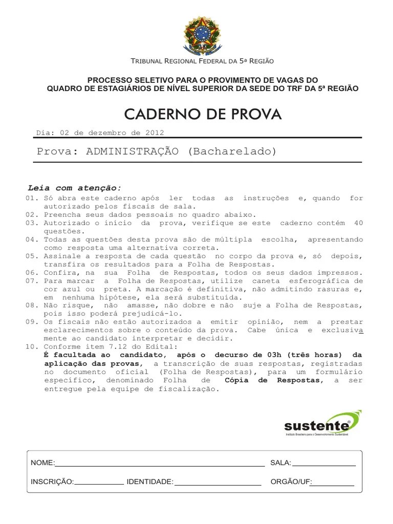 Prova De Administracao | PDF | Marketing | Recrutamento