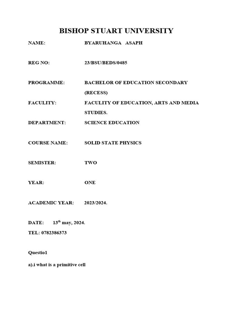 Solid State Physics | PDF | Crystal Structure | Semiconductors