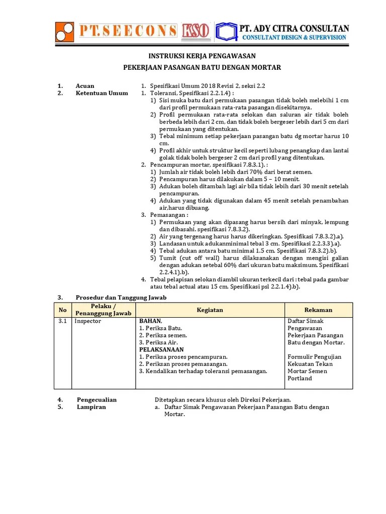 Instruksi Dan Daftar Simak Pengawasan | PDF | Teknologi & Rekayasa