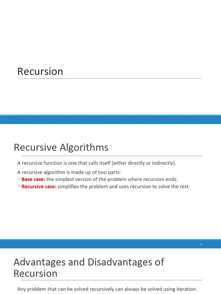 08 Recursion | Download Free PDF | Recursion | Algorithms